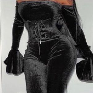 Velvet corseted jumpsuit